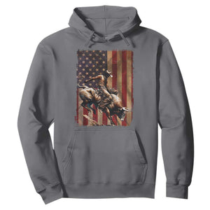 Black Cowboy Bull Rider Hoodie Western Rodeo Patriotic American Flag TS14 Charcoal Print Your Wear