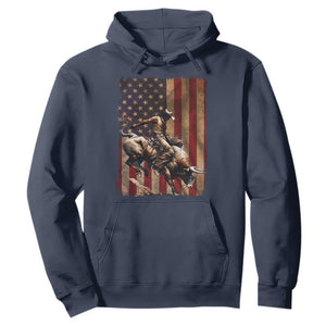 Black Cowboy Bull Rider Hoodie Western Rodeo Patriotic American Flag TS14 Navy Print Your Wear