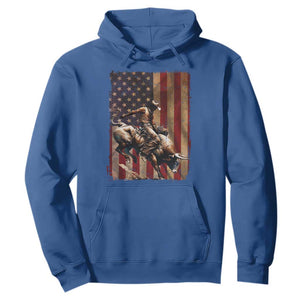 Black Cowboy Bull Rider Hoodie Western Rodeo Patriotic American Flag TS14 Royal Blue Print Your Wear