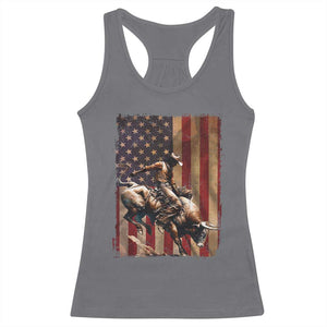 Black Cowboy Bull Rider Racerback Tank Top Western Rodeo Patriotic American Flag TS14 Charcoal Print Your Wear