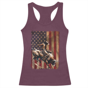 Black Cowboy Bull Rider Racerback Tank Top Western Rodeo Patriotic American Flag TS14 Maroon Print Your Wear