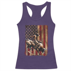 Black Cowboy Bull Rider Racerback Tank Top Western Rodeo Patriotic American Flag TS14 Purple Print Your Wear