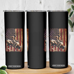 Black Cowboy Bull Rider Skinny Tumbler Western Rodeo Patriotic American Flag TS14 Print Your Wear