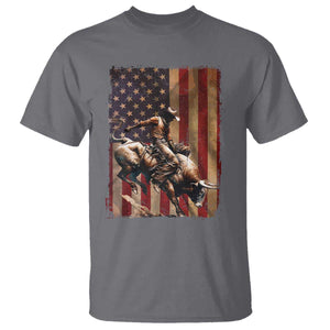 Black Cowboy Bull Rider T Shirt Western Rodeo Patriotic American Flag TS14 Charcoal Print Your Wear