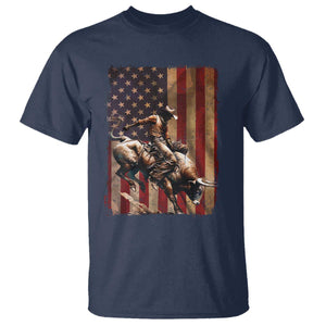 Black Cowboy Bull Rider T Shirt Western Rodeo Patriotic American Flag TS14 Navy Print Your Wear