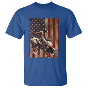 Black Cowboy Bull Rider T Shirt Western Rodeo Patriotic American Flag TS14 Royal Blue Print Your Wear