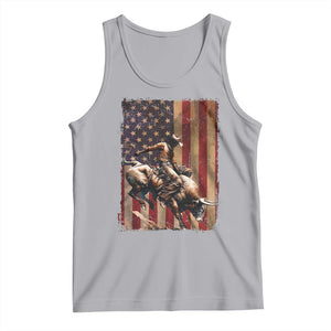 Black Cowboy Bull Rider Tank Top Western Rodeo Patriotic American Flag TS14 Athletic Heather Print Your Wear