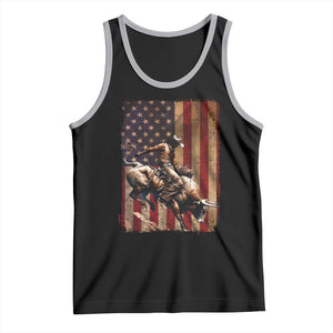 Black Cowboy Bull Rider Tank Top Western Rodeo Patriotic American Flag TS14 Black Athletic Heather Print Your Wear
