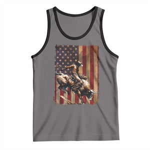 Black Cowboy Bull Rider Tank Top Western Rodeo Patriotic American Flag TS14 Deep Heather Black Print Your Wear