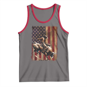Black Cowboy Bull Rider Tank Top Western Rodeo Patriotic American Flag TS14 Deep Heather Red Print Your Wear