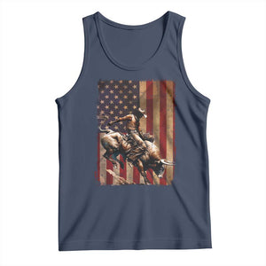 Black Cowboy Bull Rider Tank Top Western Rodeo Patriotic American Flag TS14 Navy Print Your Wear