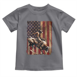 Black Cowboy Bull Rider Toddler T Shirt Western Rodeo Patriotic American Flag TS14 Charcoal Print Your Wear