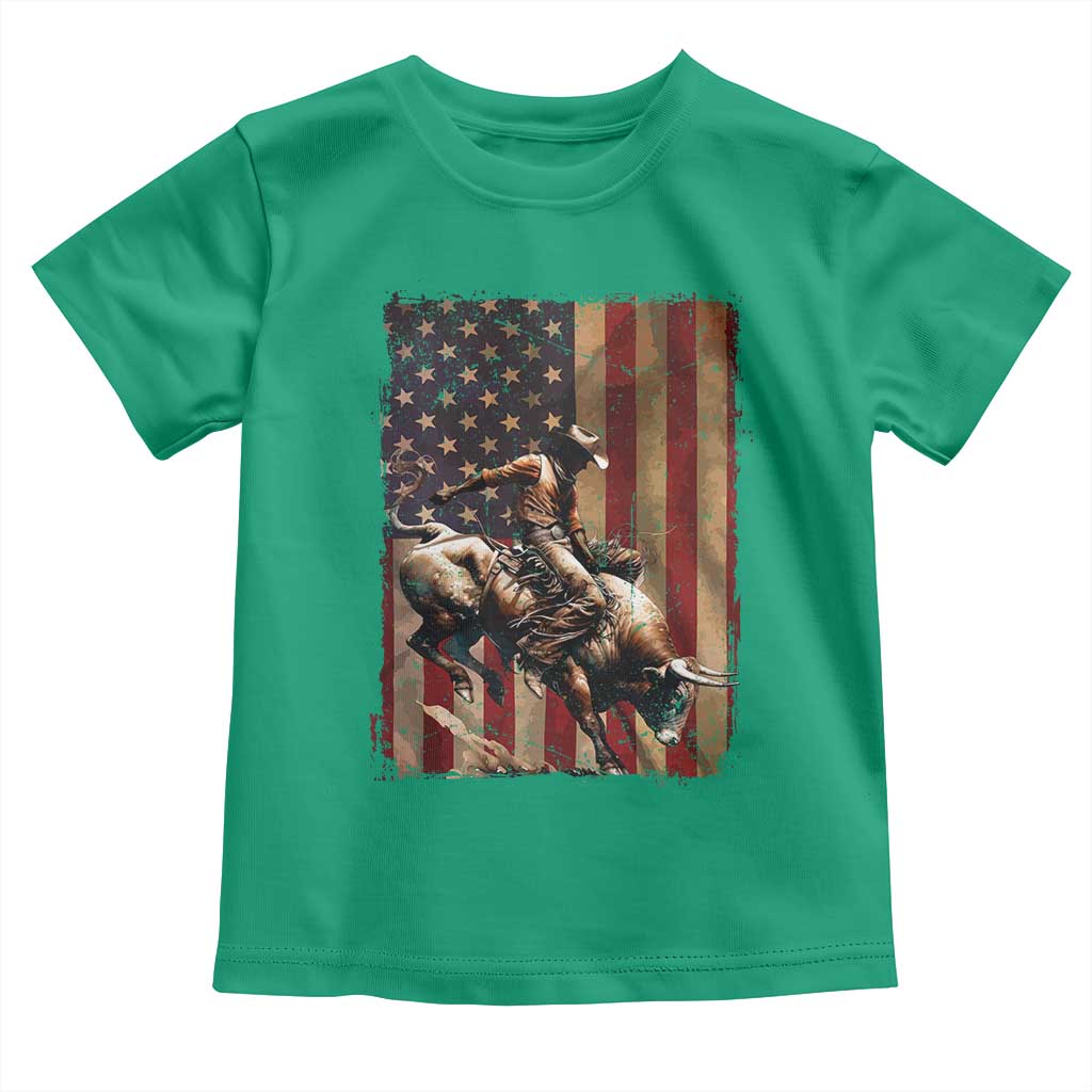 Black Cowboy Bull Rider Toddler T Shirt Western Rodeo Patriotic American Flag TS14 Irish Green Print Your Wear