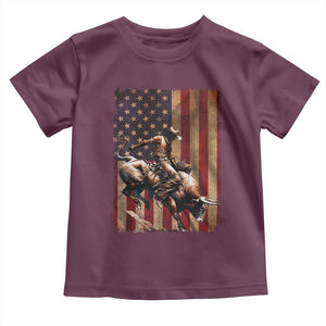 Black Cowboy Bull Rider Toddler T Shirt Western Rodeo Patriotic American Flag TS14 Maroon Print Your Wear