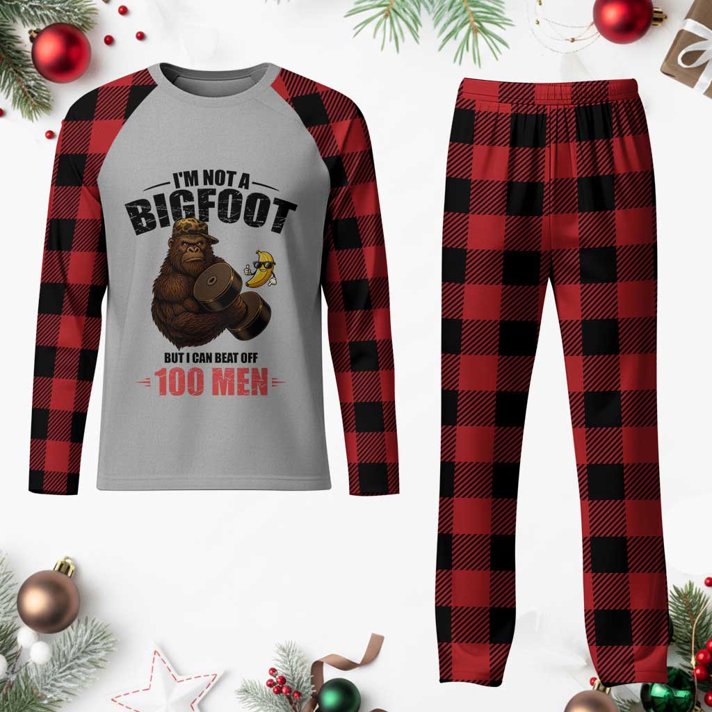 Funny Bigfoot Gym Plaid Pajama Set I Am Not A Bigfoot But I Can Beat Off 100 Men TS14 Buffalo Plaid Print Your Wear