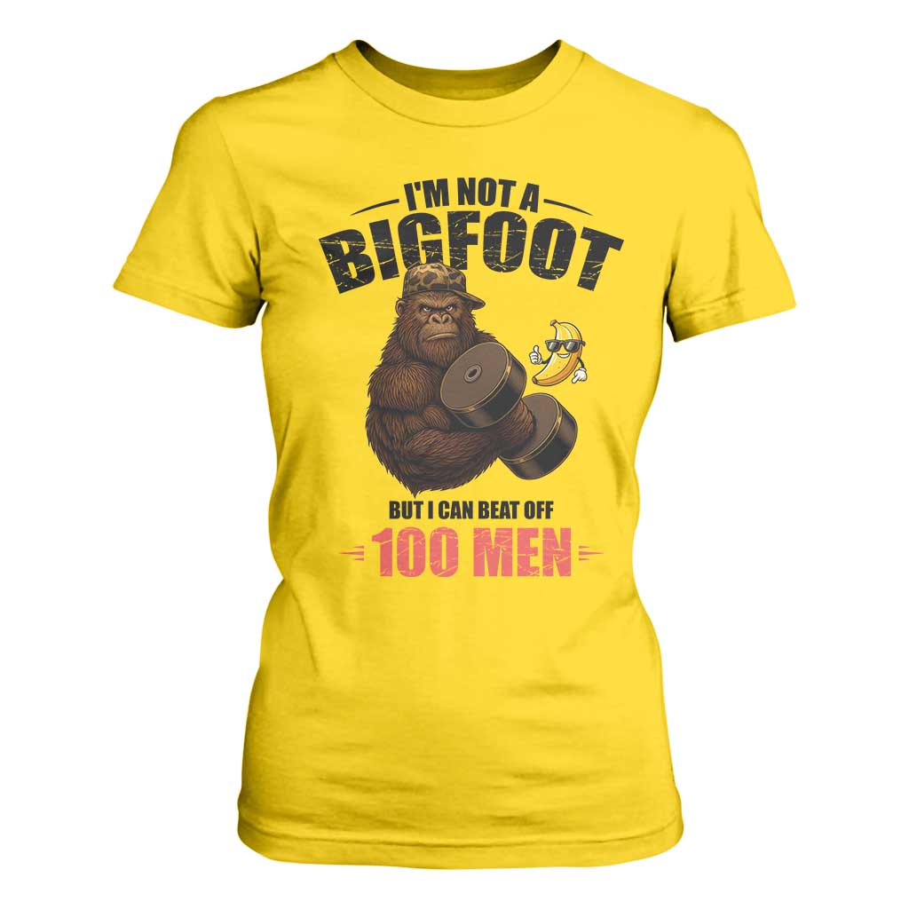 Funny Bigfoot Gym T Shirt For Women I Am Not A Bigfoot But I Can Beat Off 100 Men TS14 Daisy Print Your Wear