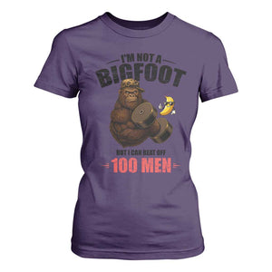 Funny Bigfoot Gym T Shirt For Women I Am Not A Bigfoot But I Can Beat Off 100 Men TS14 Purple Print Your Wear