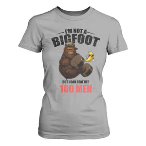 Funny Bigfoot Gym T Shirt For Women I Am Not A Bigfoot But I Can Beat Off 100 Men TS14 Sport Gray Print Your Wear