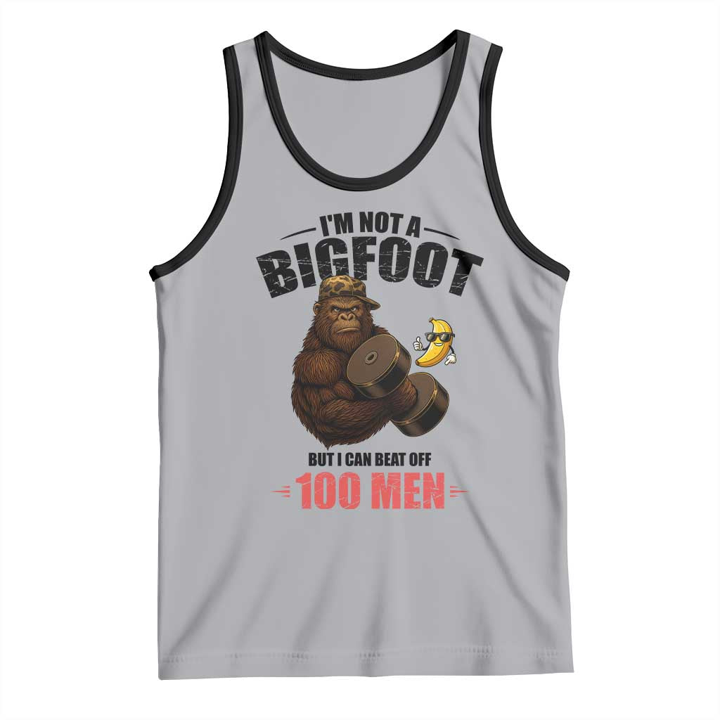 Funny Bigfoot Gym Tank Top I Am Not A Bigfoot But I Can Beat Off 100 Men TS14 Athletic Heather Black Print Your Wear