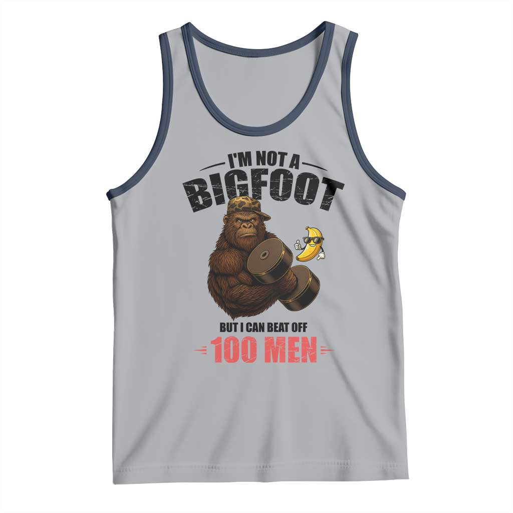 Funny Bigfoot Gym Tank Top I Am Not A Bigfoot But I Can Beat Off 100 Men TS14 Athletic Heather Navy Print Your Wear