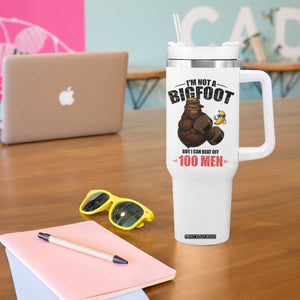 Funny Bigfoot Gym Tumbler With Handle I Am Not A Bigfoot But I Can Beat Off 100 Men TS14 Print Your Wear