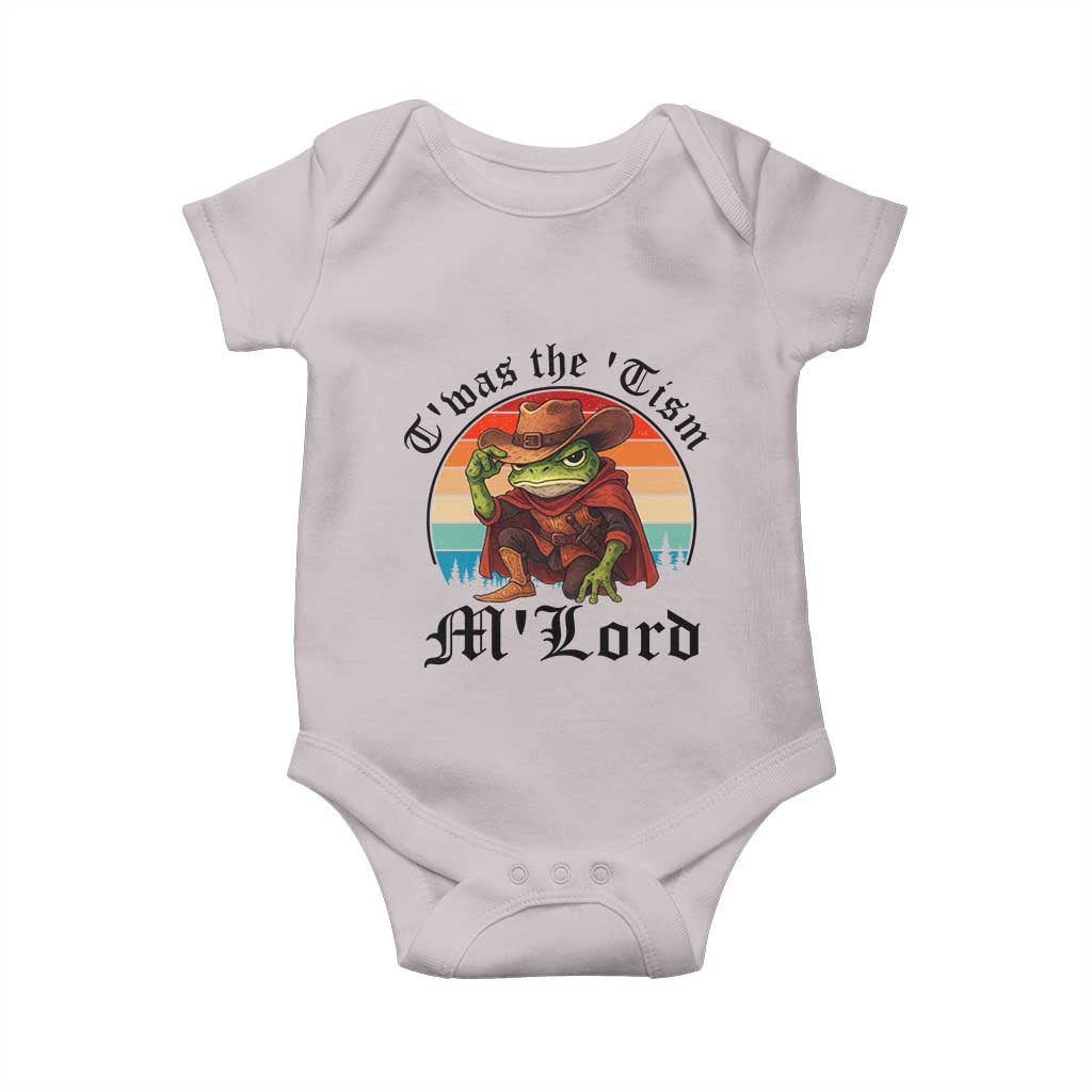Funny Frog Knight Baby Onesie T'was The 'Tism M'Lord Medieval Knight TS14 Ice Gray Print Your Wear
