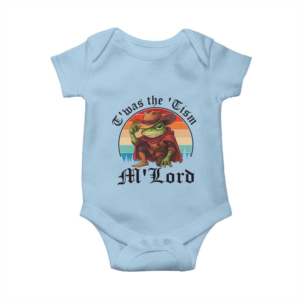 Funny Frog Knight Baby Onesie T'was The 'Tism M'Lord Medieval Knight TS14 Light Blue Print Your Wear