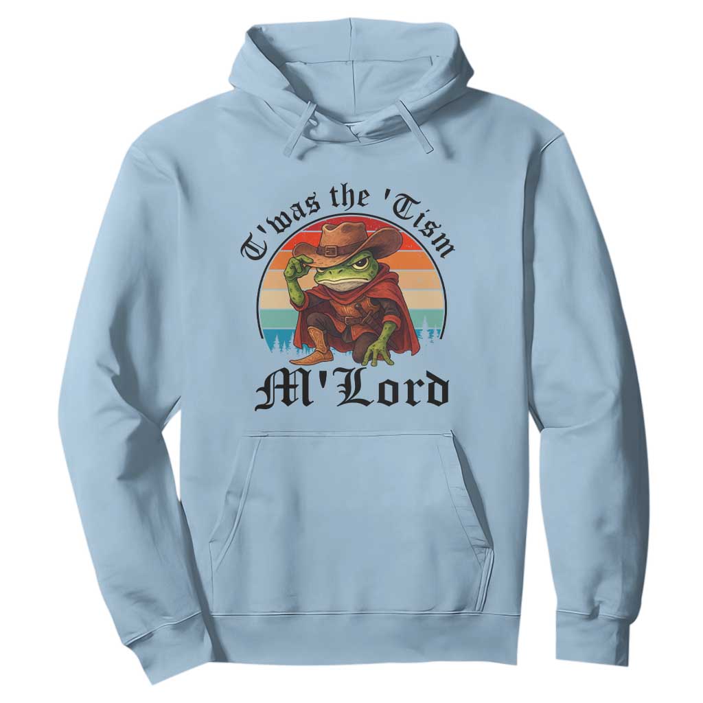 Funny Frog Knight Hoodie T'was The 'Tism M'Lord Medieval Knight TS14 Light Blue Print Your Wear