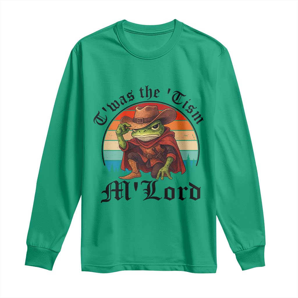 Funny Frog Knight Long Sleeve Shirt T'was The 'Tism M'Lord Medieval Knight TS14 Irish Green Print Your Wear