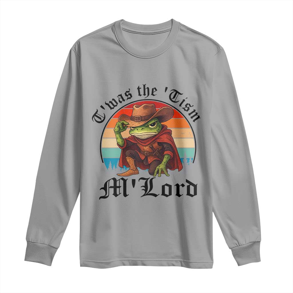 Funny Frog Knight Long Sleeve Shirt T'was The 'Tism M'Lord Medieval Knight TS14 Sport Gray Print Your Wear