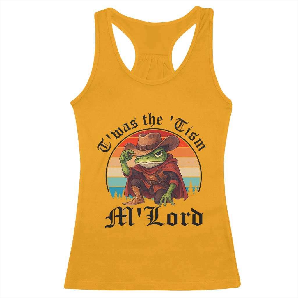 Funny Frog Knight Racerback Tank Top T'was The 'Tism M'Lord Medieval Knight TS14 Gold Print Your Wear