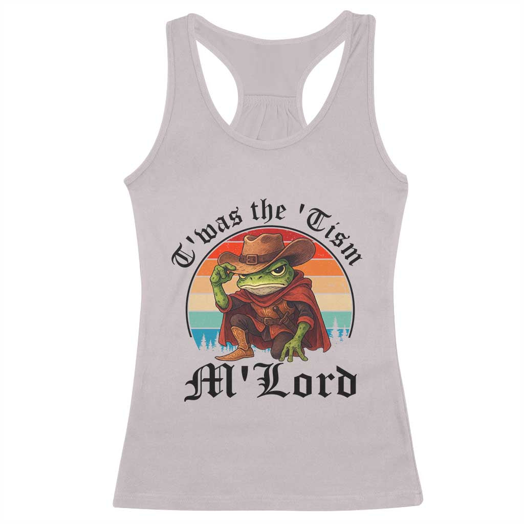 Funny Frog Knight Racerback Tank Top T'was The 'Tism M'Lord Medieval Knight TS14 Ice Gray Print Your Wear