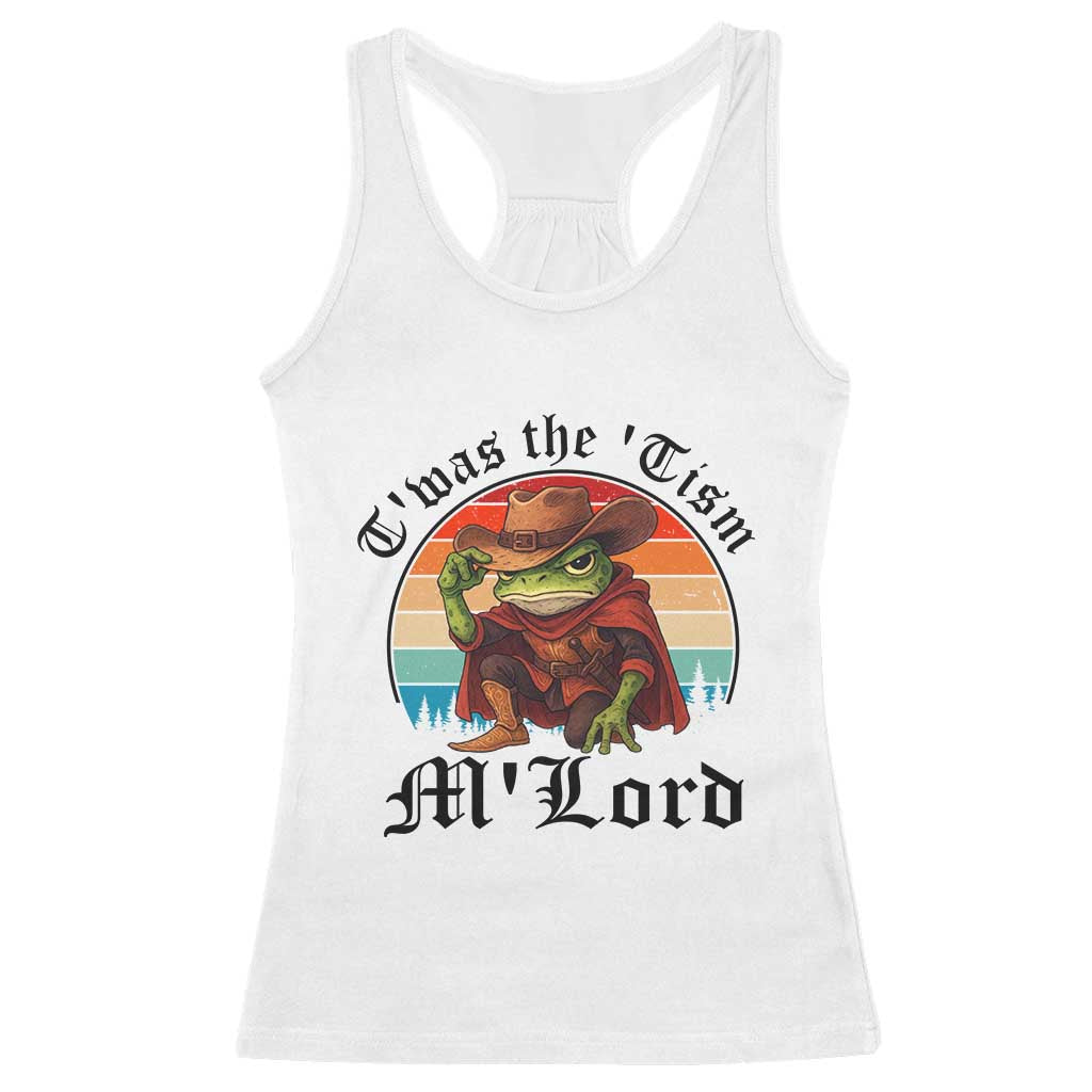 Funny Frog Knight Racerback Tank Top T'was The 'Tism M'Lord Medieval Knight TS14 White Print Your Wear