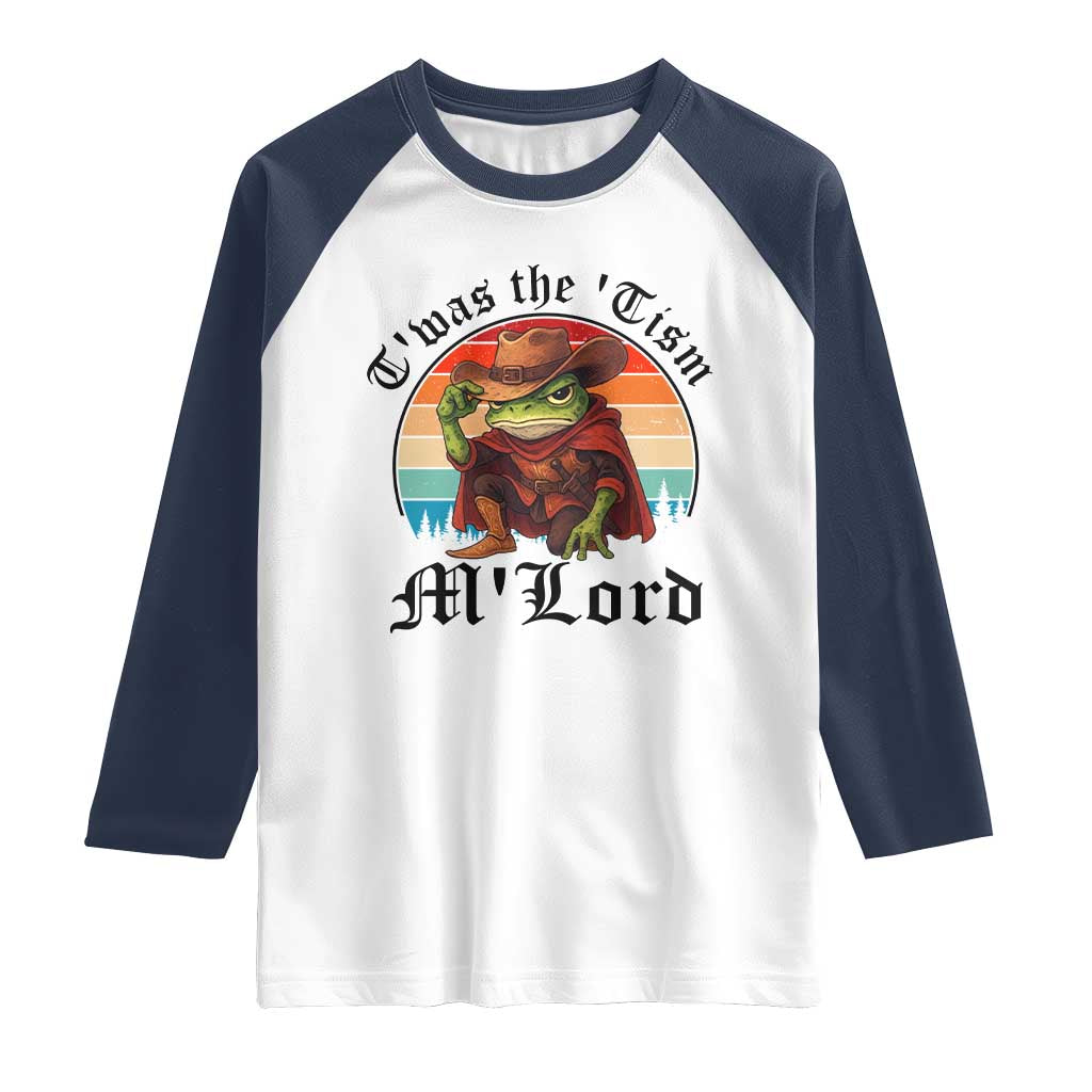 Funny Frog Knight Raglan Shirt T'was The 'Tism M'Lord Medieval Knight TS14 White Navy Print Your Wear