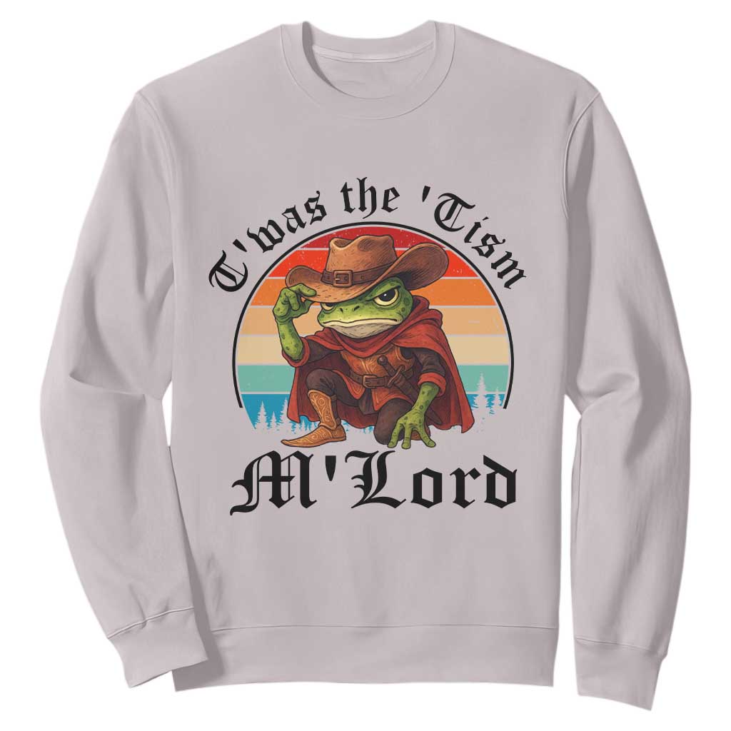 Funny Frog Knight Sweatshirt T'was The 'Tism M'Lord Medieval Knight TS14 Ice Gray Print Your Wear