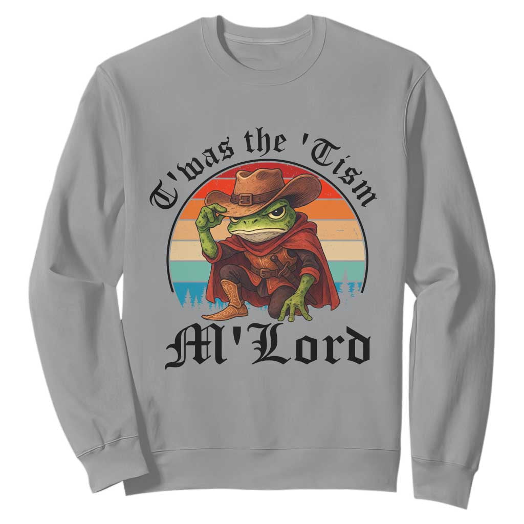 Funny Frog Knight Sweatshirt T'was The 'Tism M'Lord Medieval Knight TS14 Sport Gray Print Your Wear