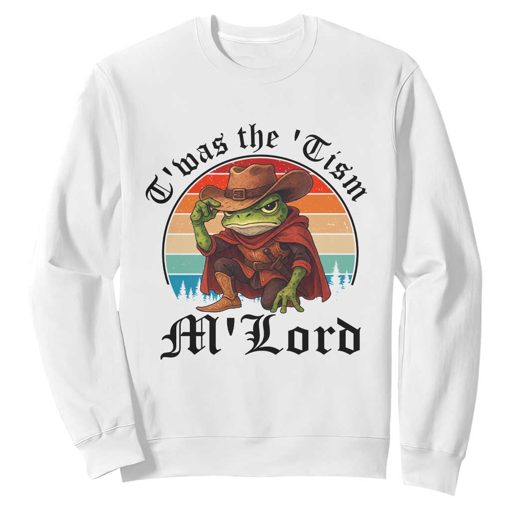 Funny Frog Knight Sweatshirt T'was The 'Tism M'Lord Medieval Knight TS14 White Print Your Wear