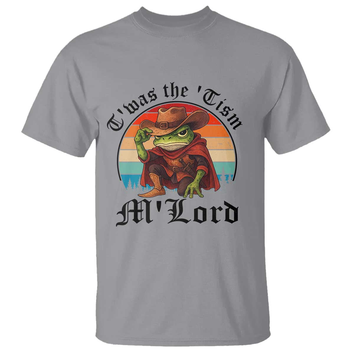Funny Frog Knight T Shirt T'was The 'Tism M'Lord Medieval Knight TS14 Sport Gray Print Your Wear