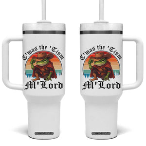 Funny Frog Knight Tumbler With Handle T'was The 'Tism M'Lord Medieval Knight TS14 One Size: 40 oz White Print Your Wear