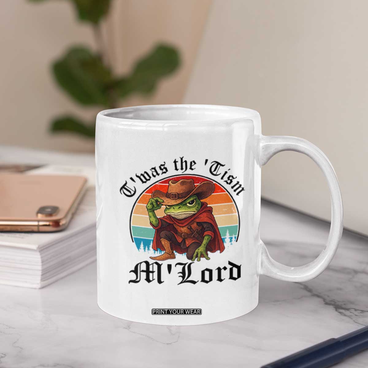 Funny Frog Knight Coffee Mug T'was The 'Tism M'Lord Medieval Knight TS14 Print Your Wear