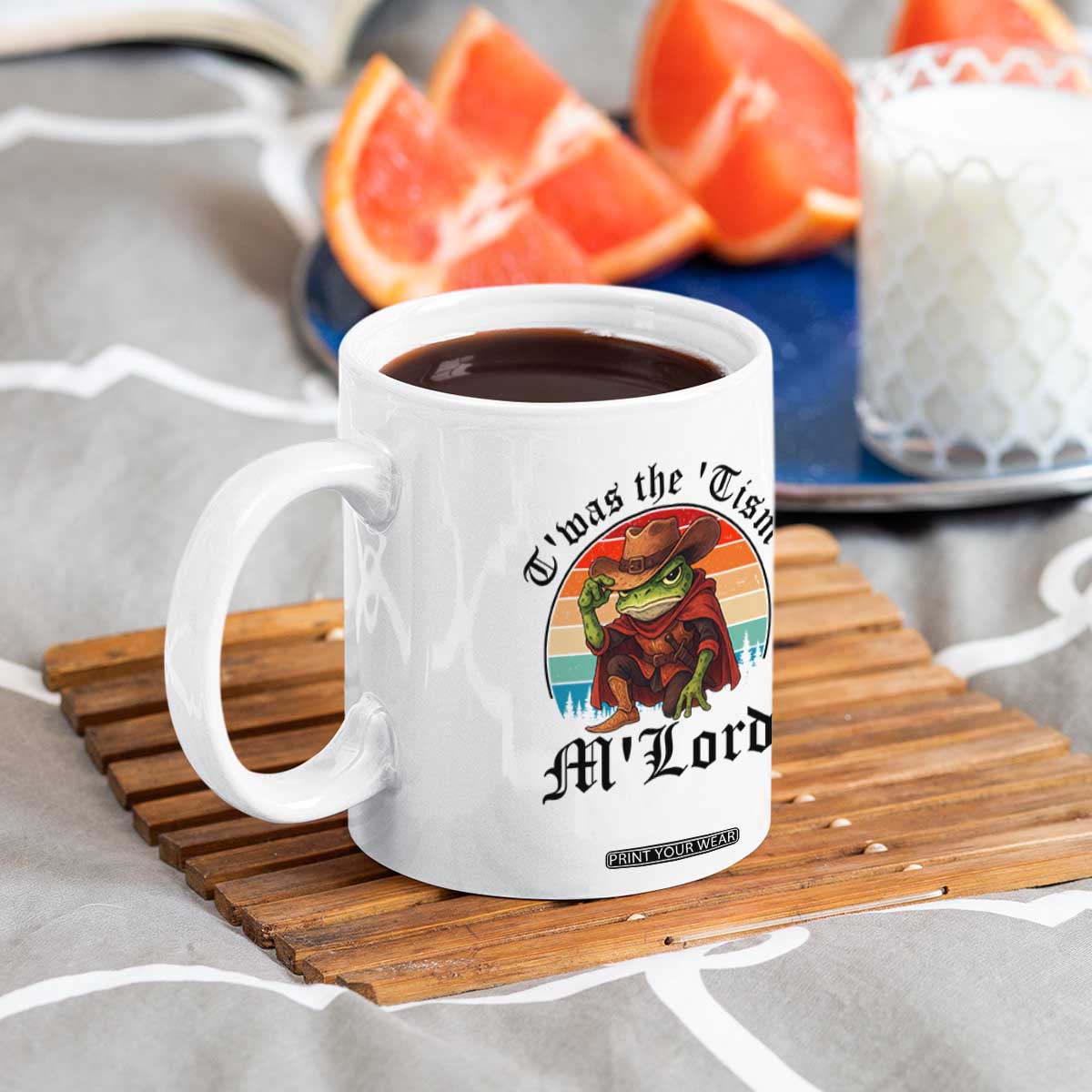 Funny Frog Knight Coffee Mug T'was The 'Tism M'Lord Medieval Knight TS14 Print Your Wear