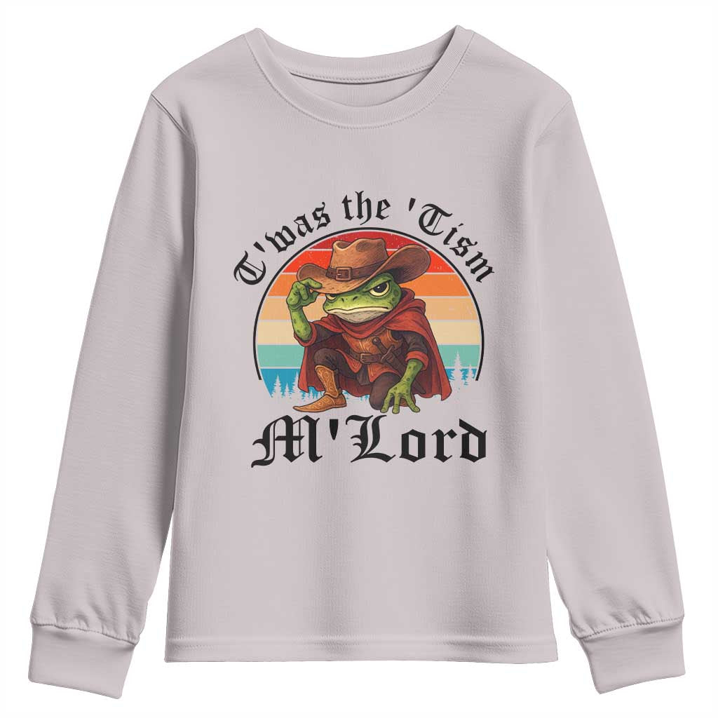 Funny Frog Knight Youth Sweatshirt T'was The 'Tism M'Lord Medieval Knight TS14 Ice Gray Print Your Wear