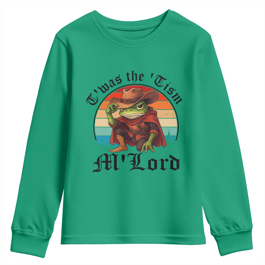 Funny Frog Knight Youth Sweatshirt T'was The 'Tism M'Lord Medieval Knight TS14 Irish Green Print Your Wear