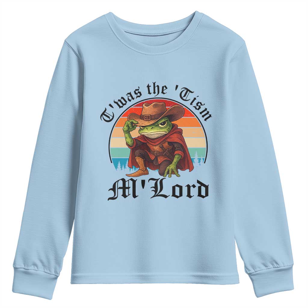 Funny Frog Knight Youth Sweatshirt T'was The 'Tism M'Lord Medieval Knight TS14 Light Blue Print Your Wear
