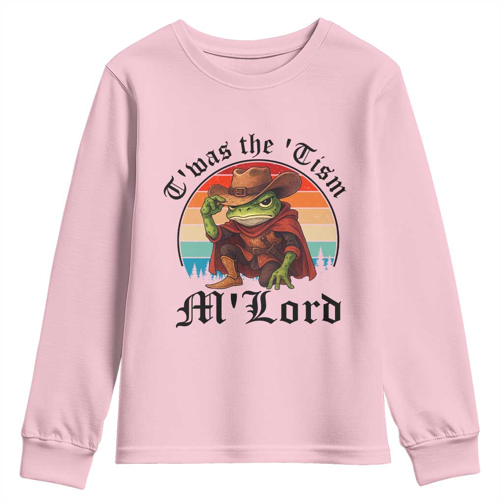 Funny Frog Knight Youth Sweatshirt T'was The 'Tism M'Lord Medieval Knight TS14 Light Pink Print Your Wear