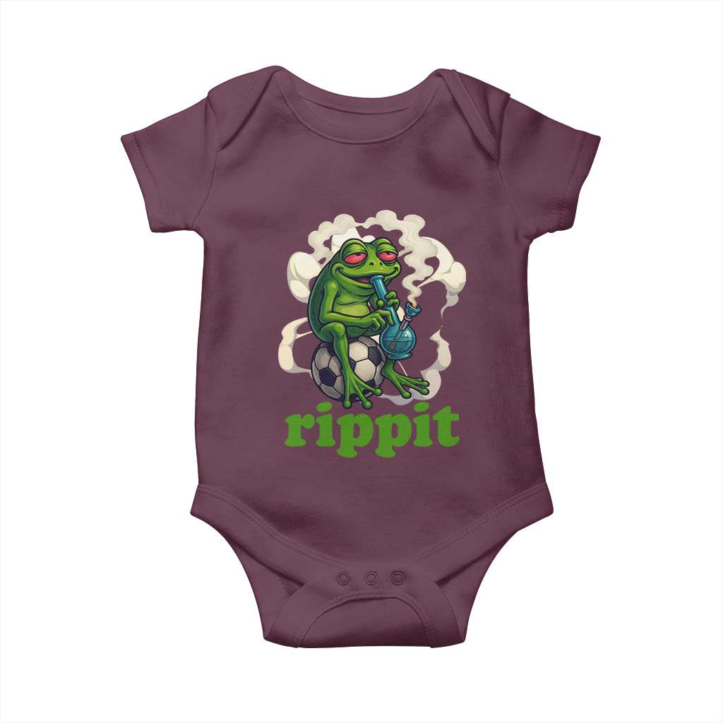 Rippit Stoner Frog Baby Onesie Smoking Weed Pot Marijuana Cannabis 420 TS14 Maroon Print Your Wear