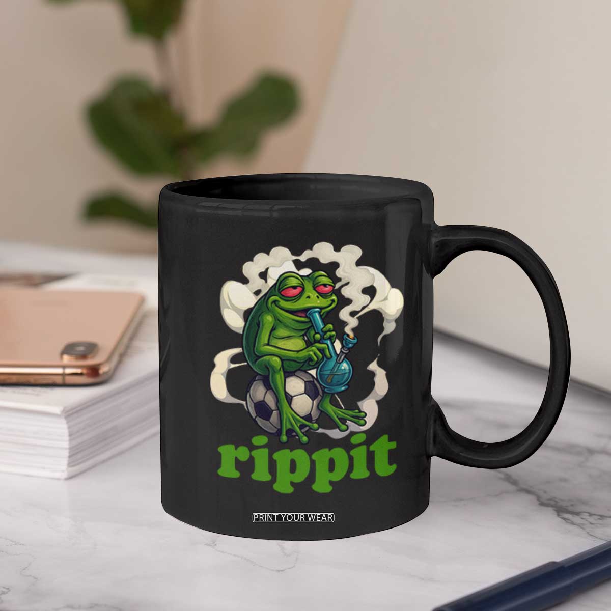 Rippit Stoner Frog Coffee Mug Smoking Weed Pot Marijuana Cannabis 420 TS14 Print Your Wear