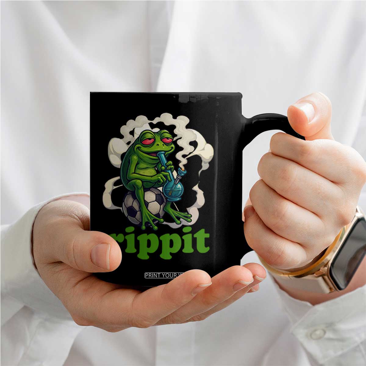 Rippit Stoner Frog Coffee Mug Smoking Weed Pot Marijuana Cannabis 420 TS14 Print Your Wear