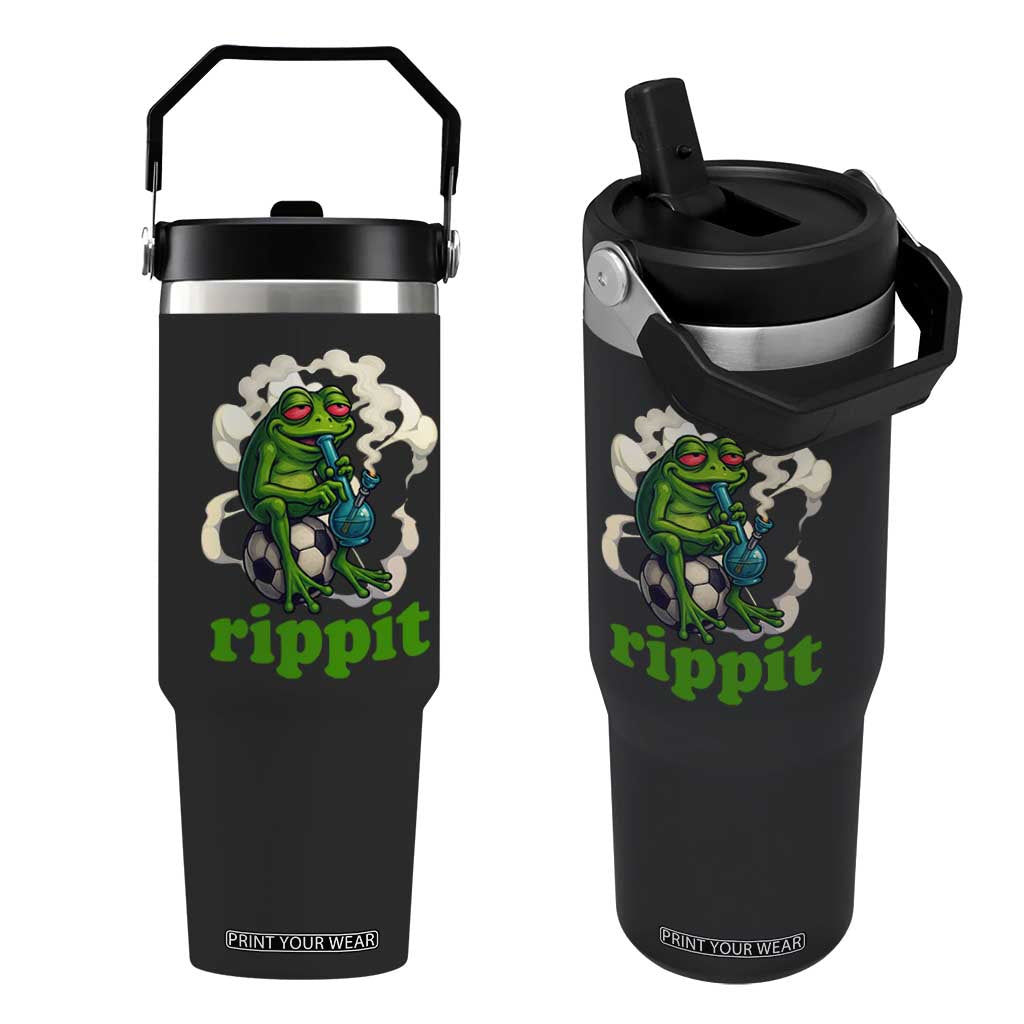 Rippit Stoner Frog Flip Straw Tumbler Smoking Weed Pot Marijuana Cannabis 420 TS14 One Size: 30 oz Black Print Your Wear
