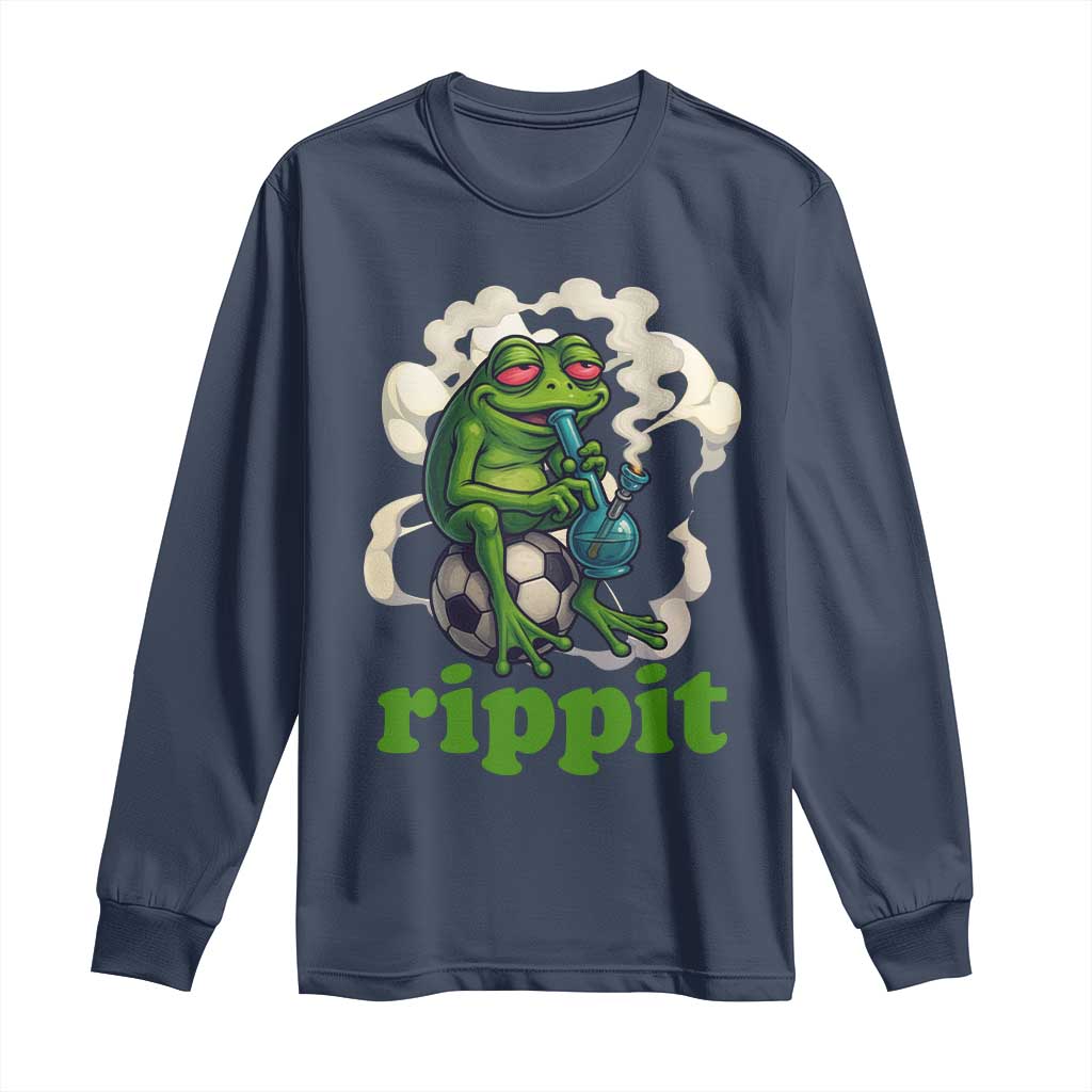 Rippit Stoner Frog Long Sleeve Shirt Smoking Weed Pot Marijuana Cannabis 420 TS14 Navy Print Your Wear